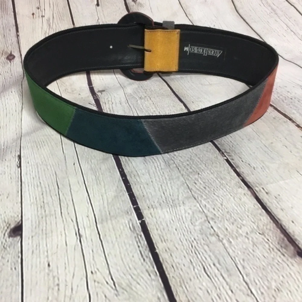 ALDEN HOWARD Vintage mod multi colorblock suede belt